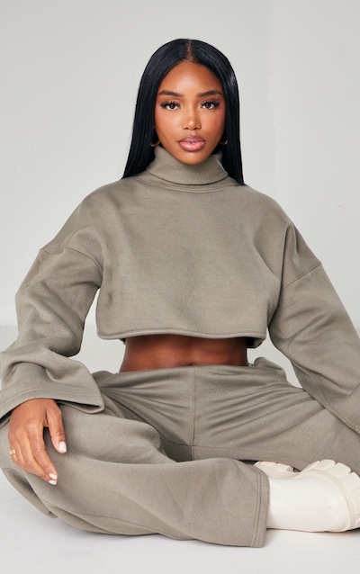 Shape Pull kaki à col haut et manches longues