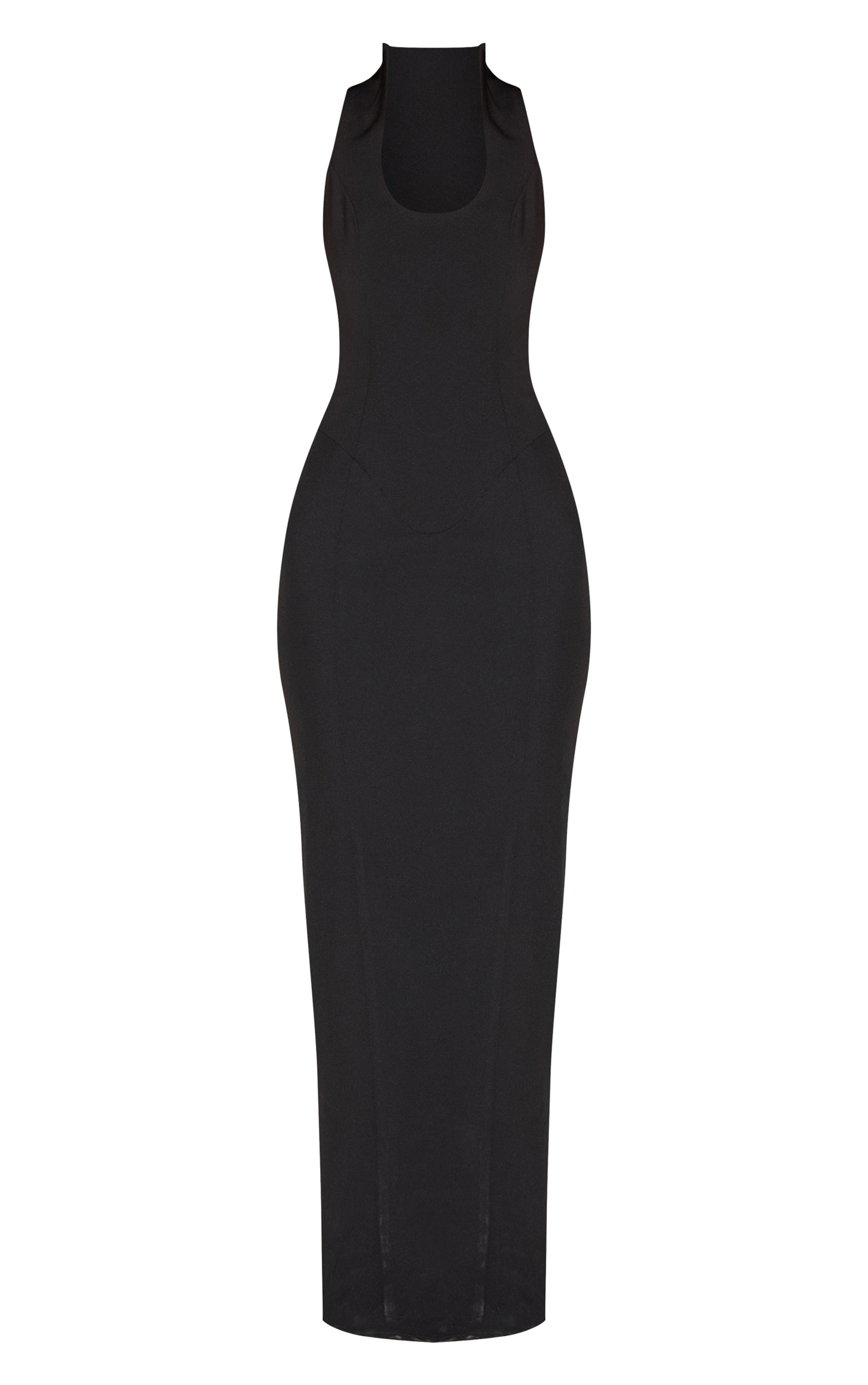 Black Woven Scoop Neck Maxi Dress image 5