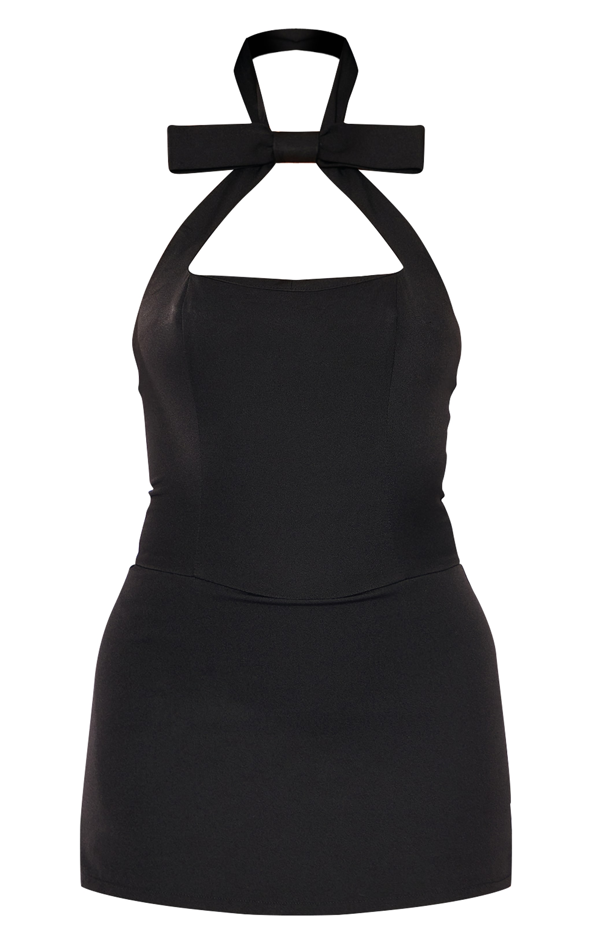 Black Halter Neck Bow Detail Skort Romper image 5