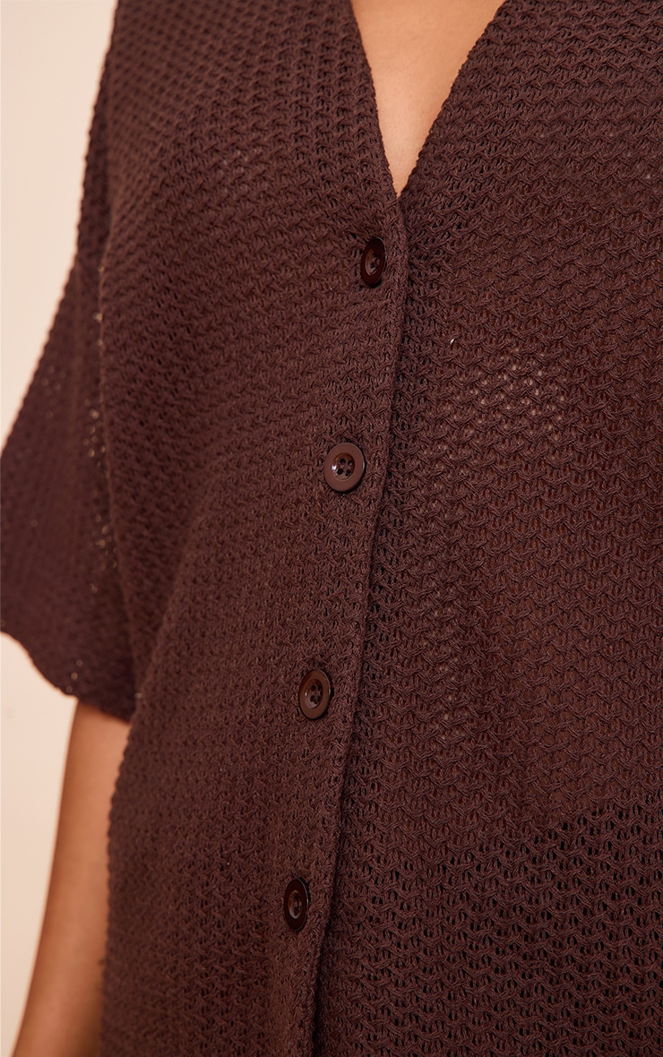 Chocolate Oversized Button Up Top image 4