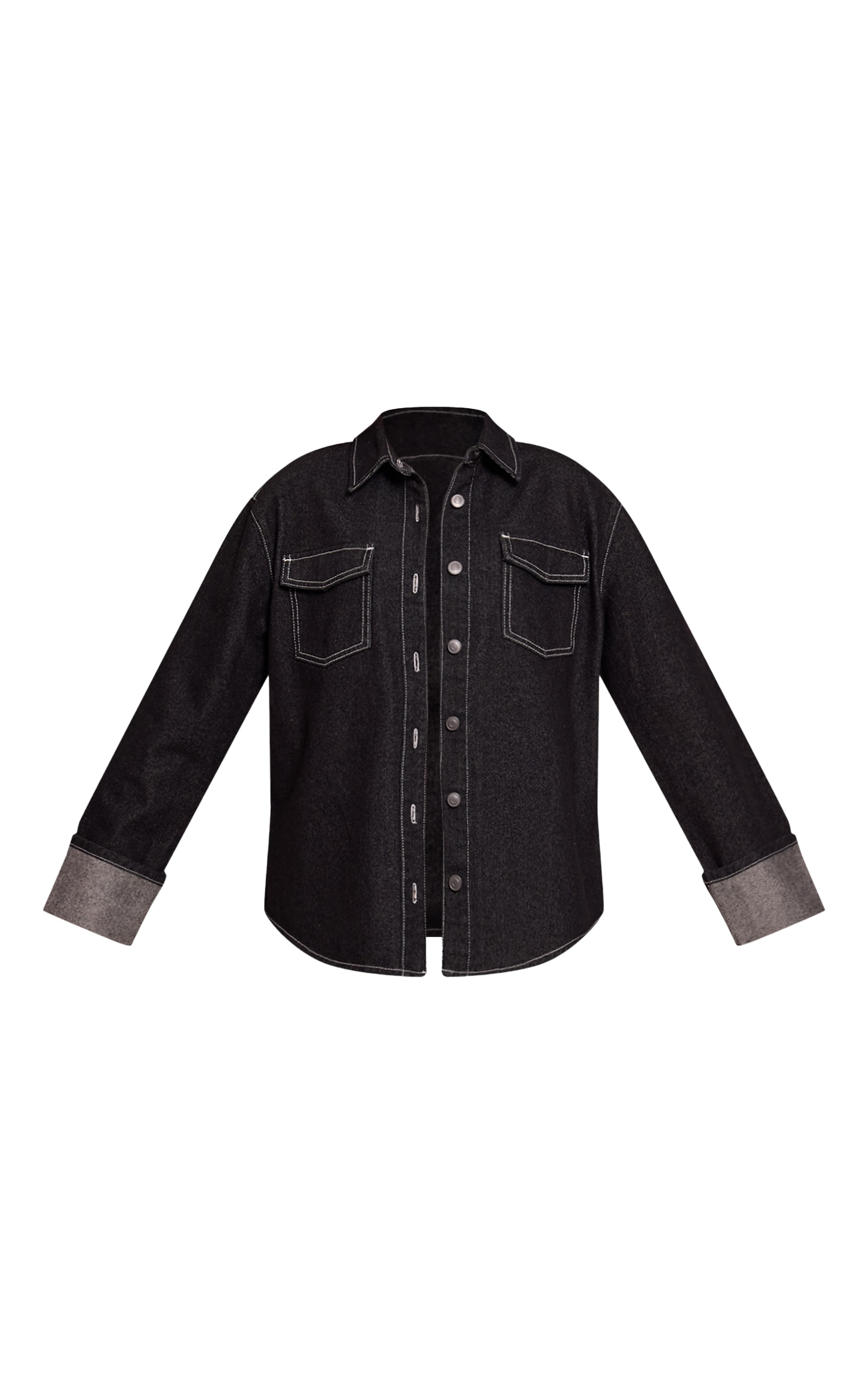 Raw Indigo Turn Up Cuff Oversized Denim Shirt image 5