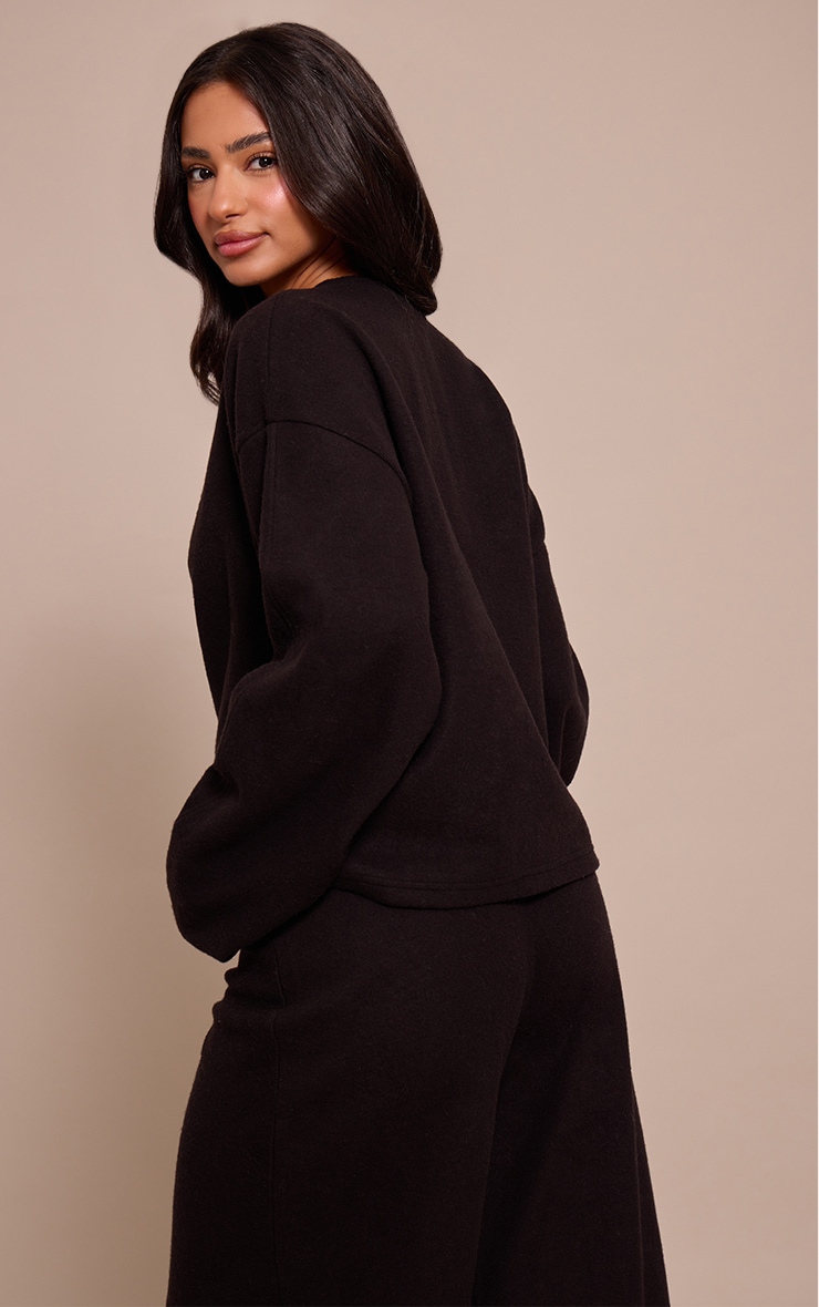 Petite Black Soft Touch Zip Through Sweatshirt image 2