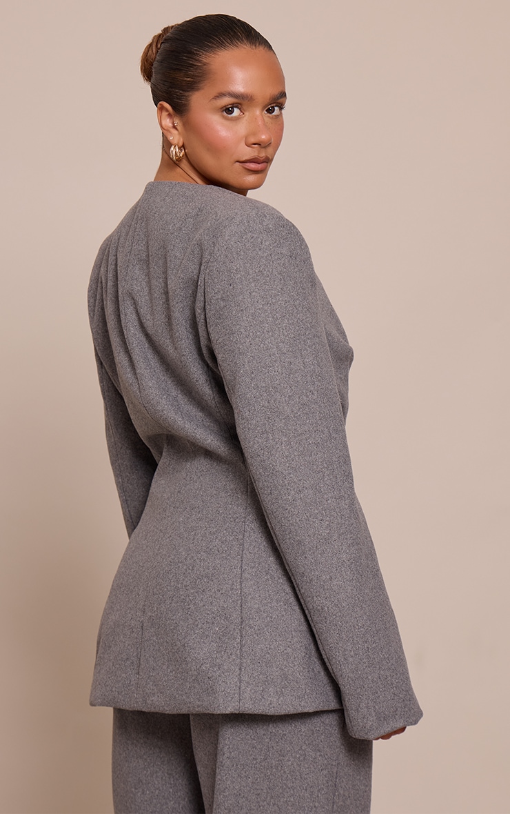 Shape Charcoal Wool-Look Cross Over Blazer image 2