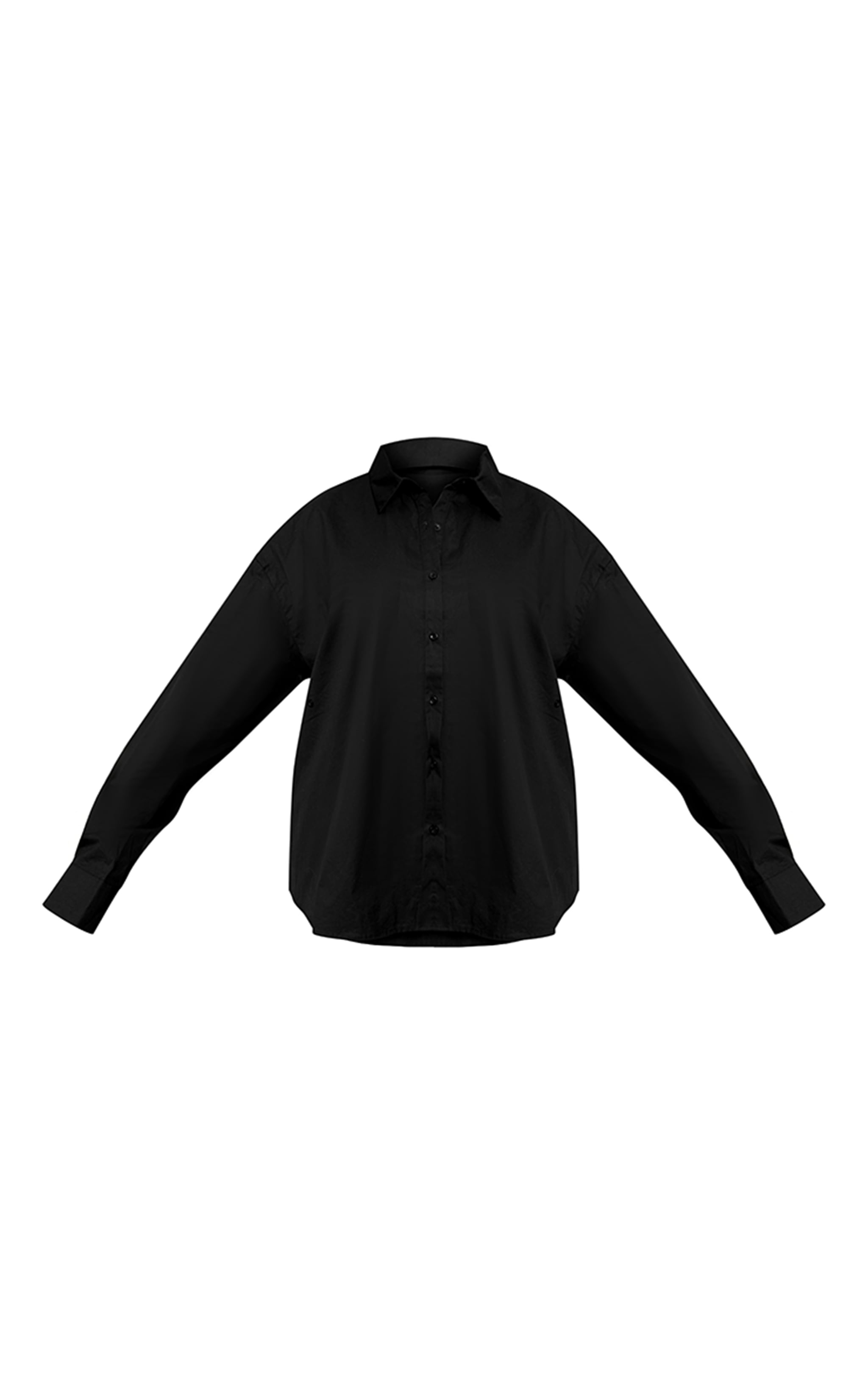 Plus Black Cotton Multi Button Cinched Shirt image 5