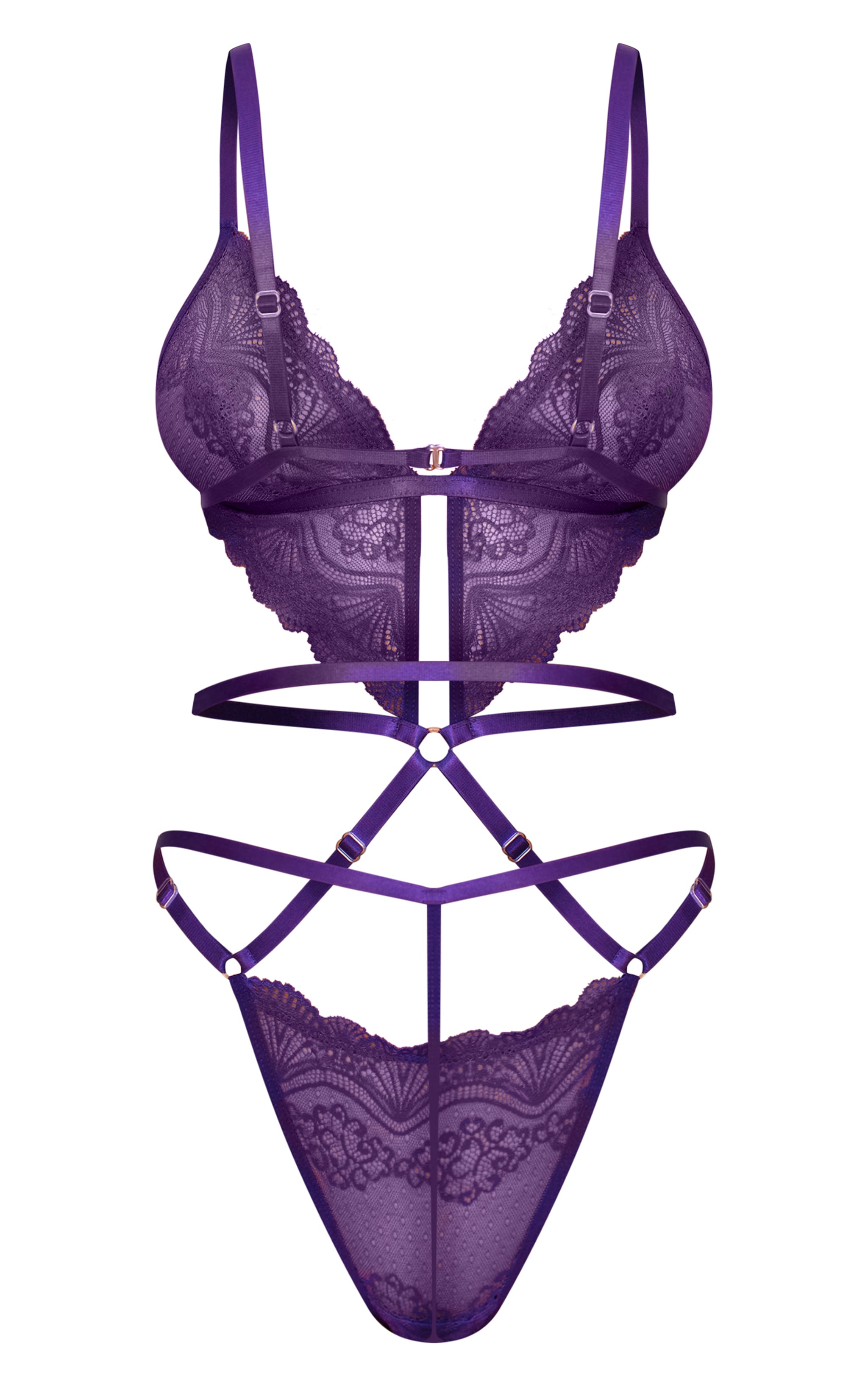 Deep Purple Scallop Lace Lingerie Bodysuit image 6