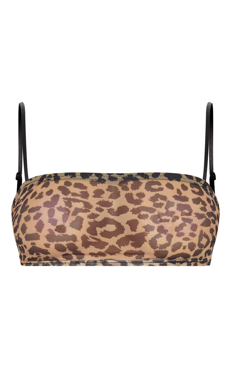 Lulu strappy bandeau zipper bra brown animal