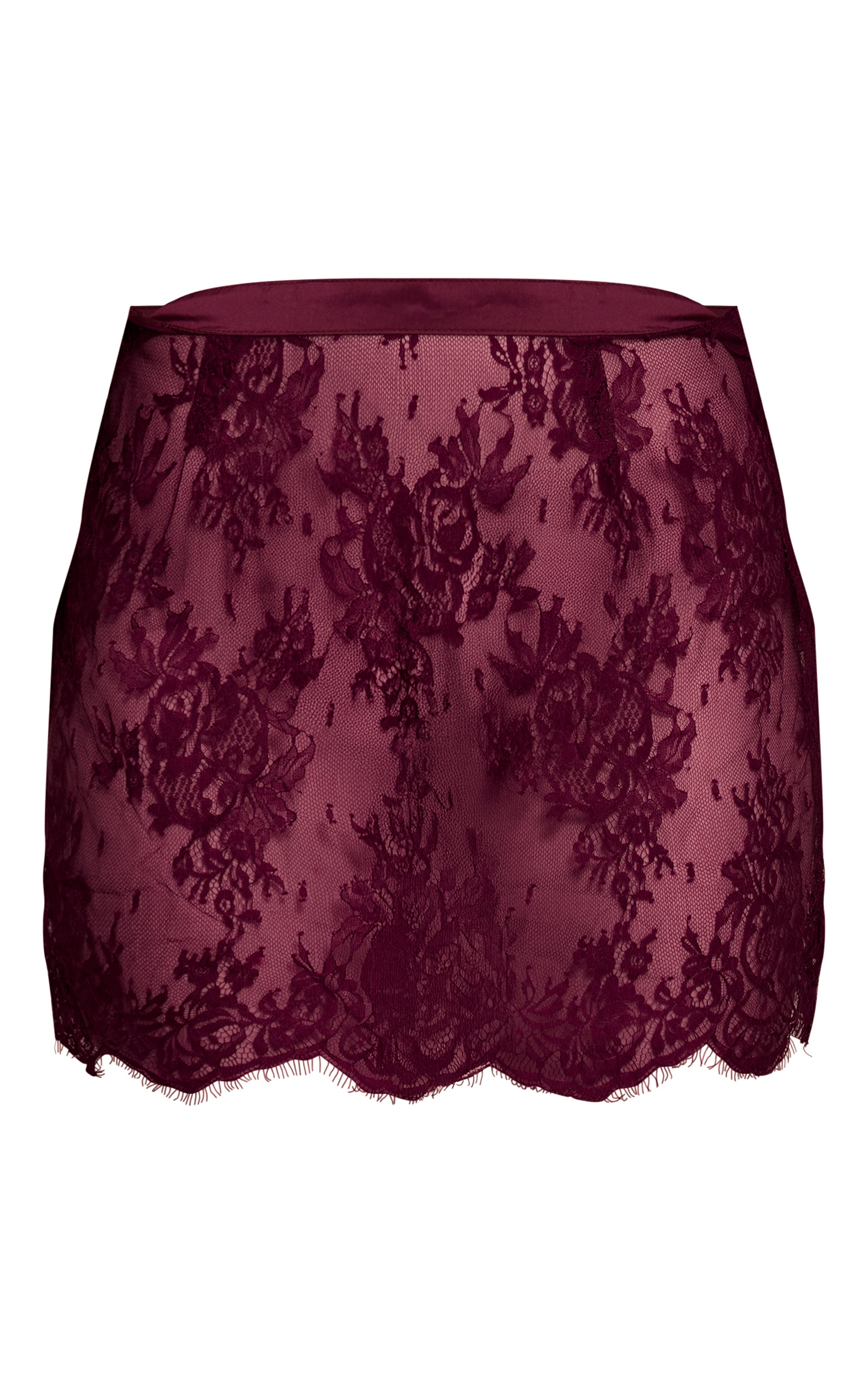 Wine Lace Sheer Mini Skirt image 6