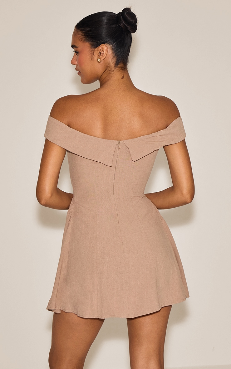 Taupe Bardot Shift Dress