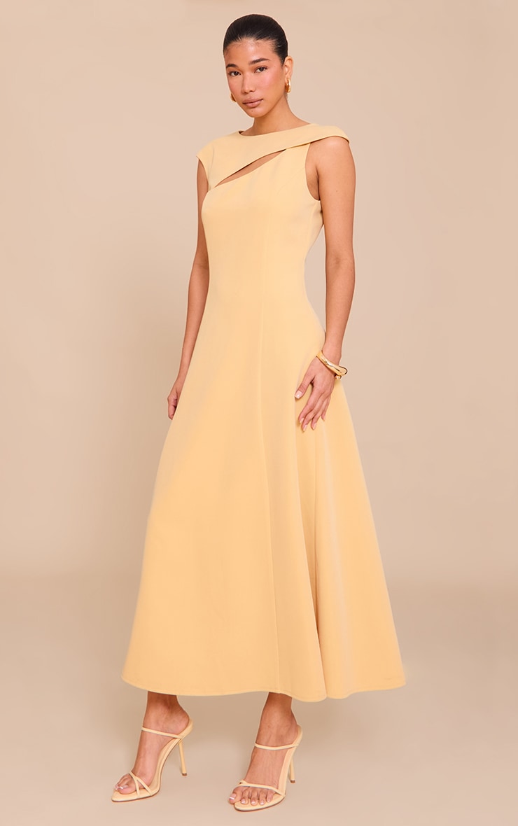 Butter Yellow Asymmetric Cut Out Detail Maxi Dress image 3