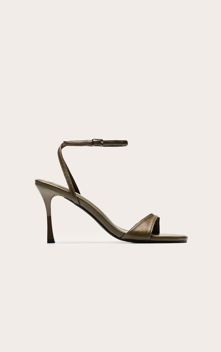 Olive PU Toe Post Heeled Sandal image 2