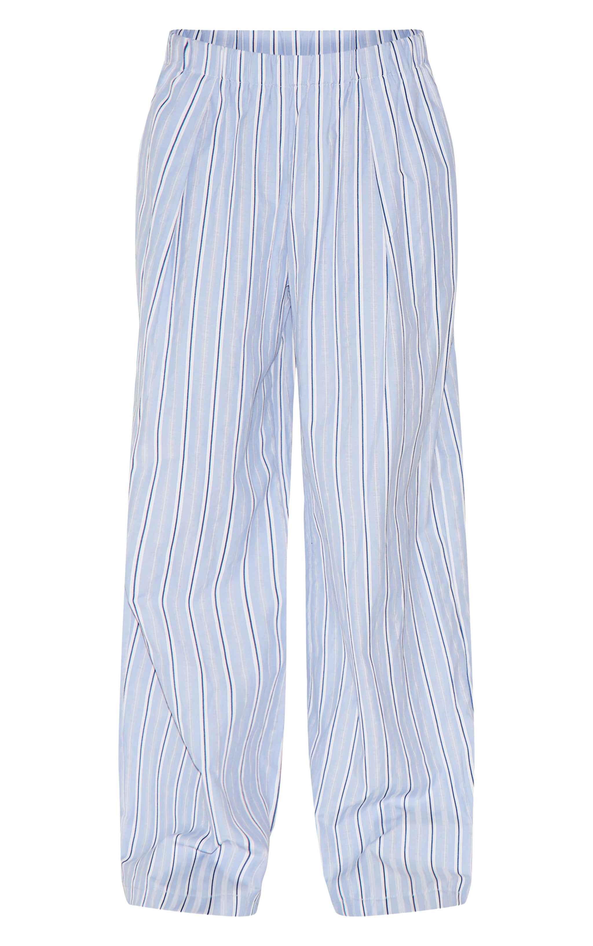 Blue Pinstripe Elasticated Waist Wide Leg Pants image 5