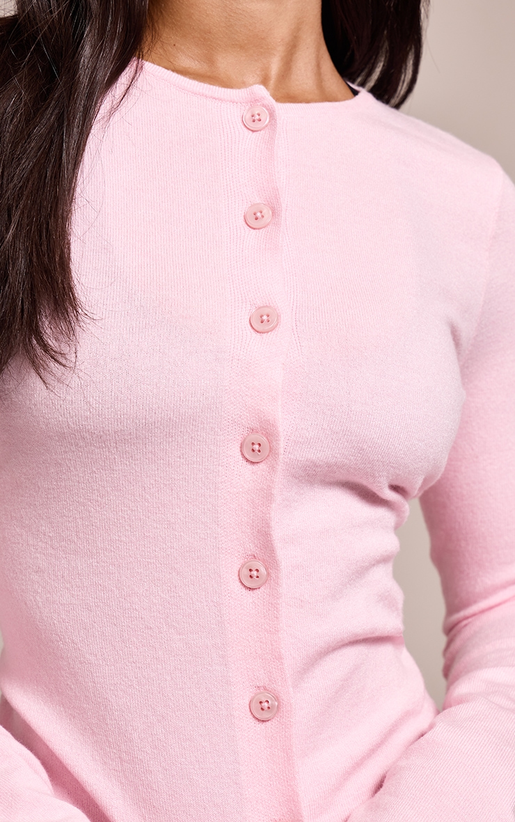 Petite Baby Pink  Button Through Fine Knit Cardigan image 4