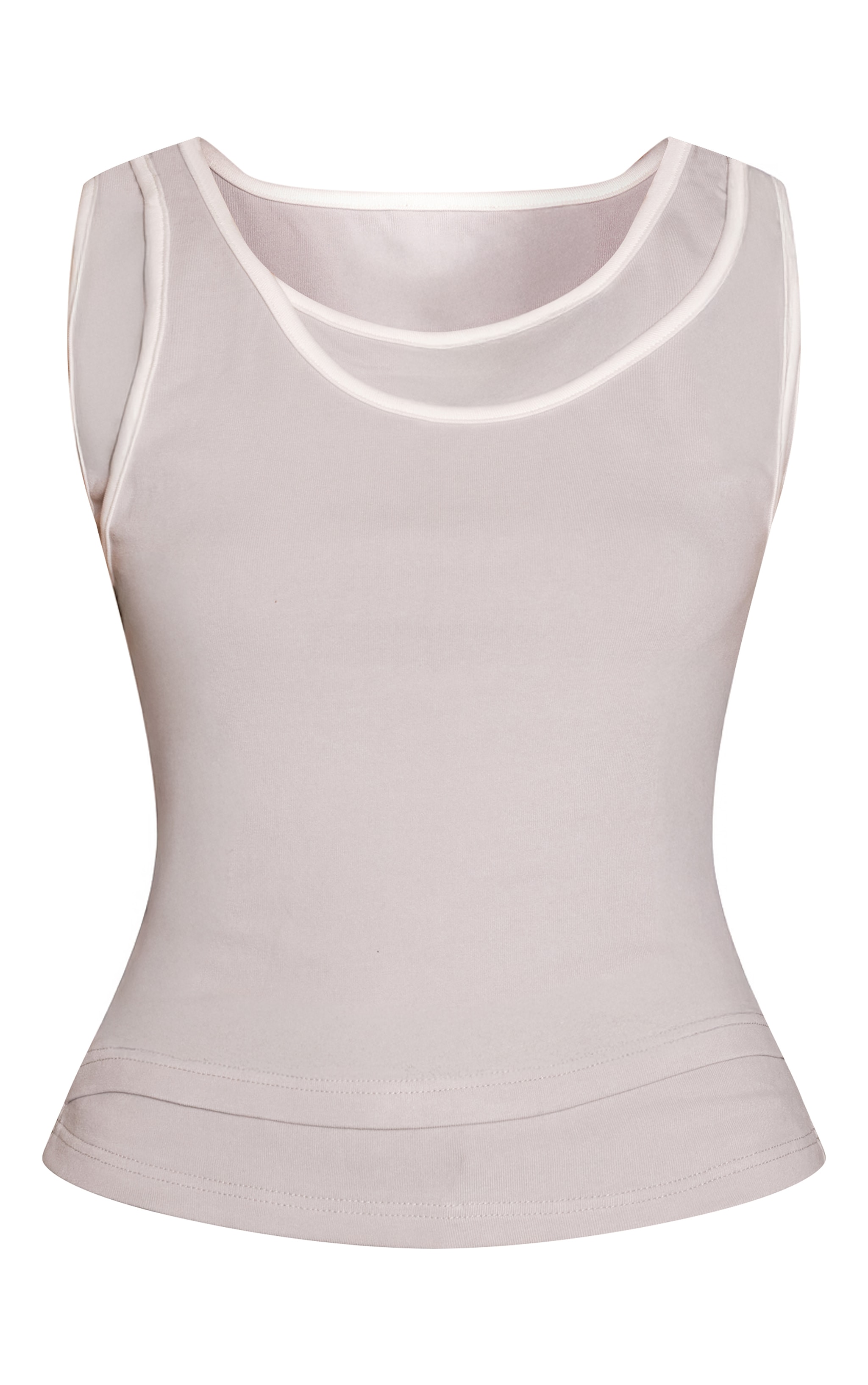 Grey Contrast Soft Stretch Vest Top  image 5