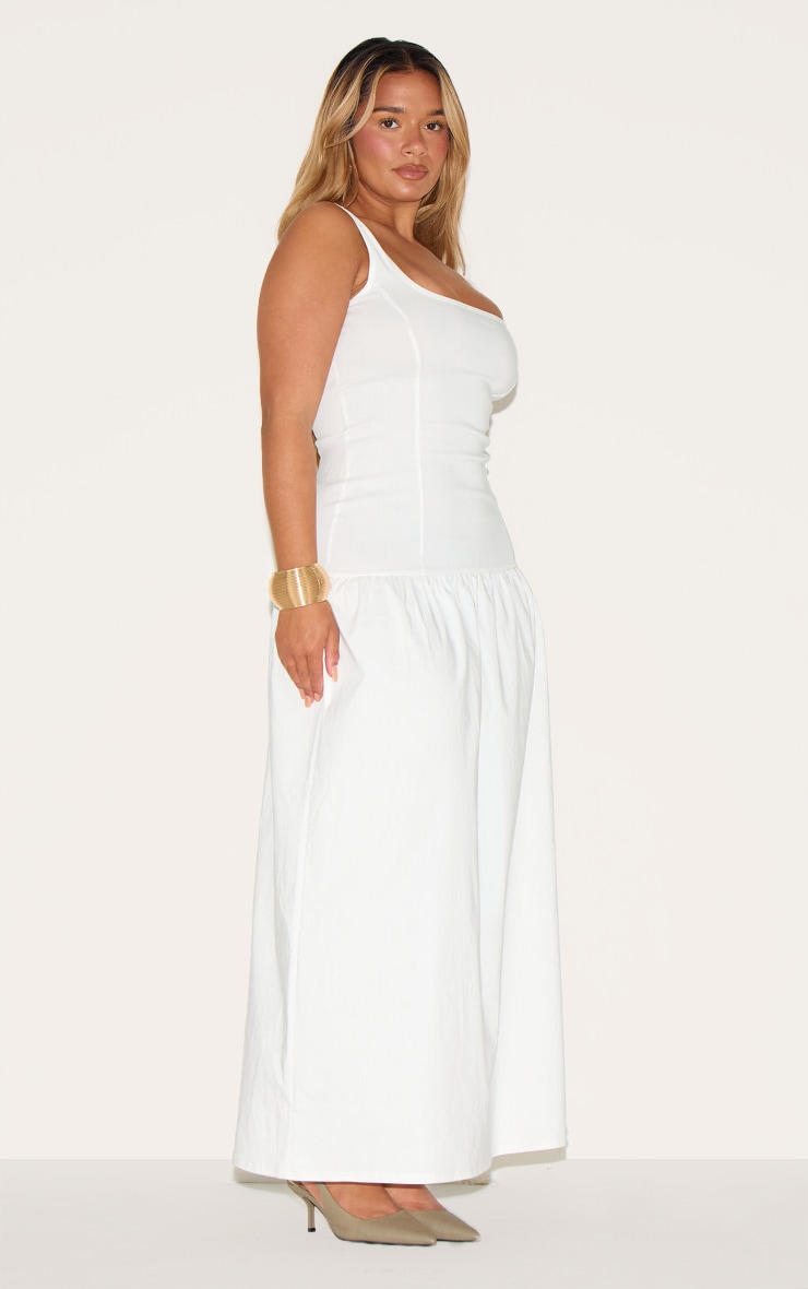 Shape Butter Cream Stretch Woven Square Neck Dropped Hem Maxi Shift Dress image 4