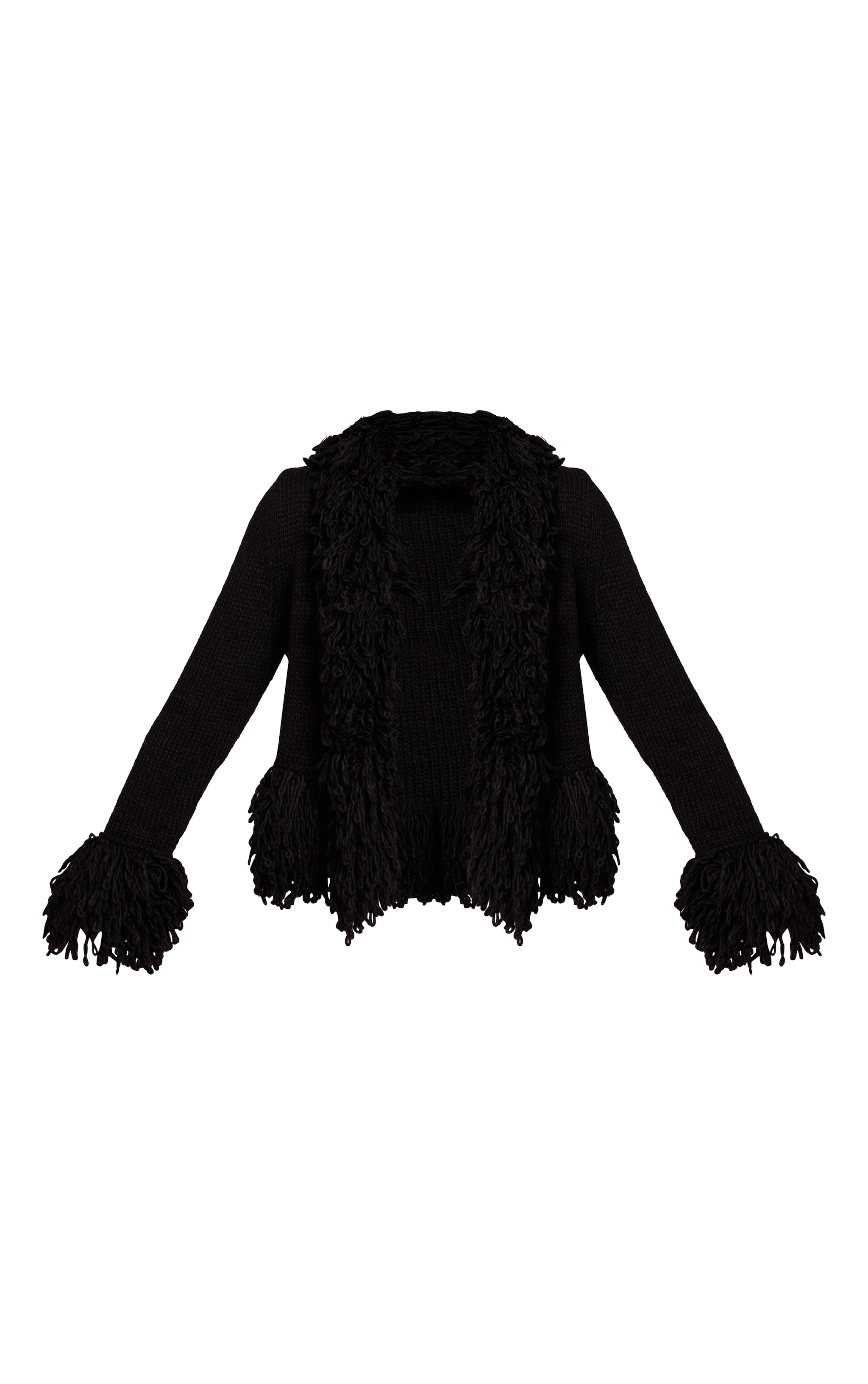 Cardigan en maille tricot noire à bordures bouclées image 5