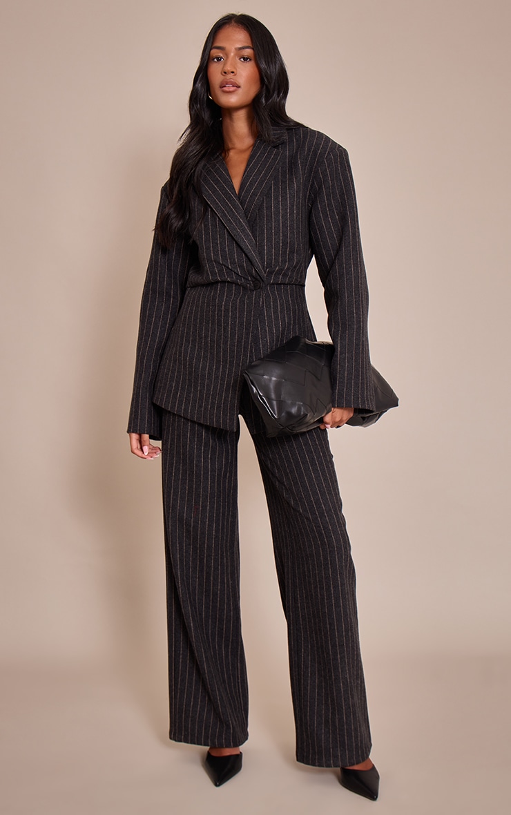 Tall Charcoal Grey Brushed Pinstripe Trouser