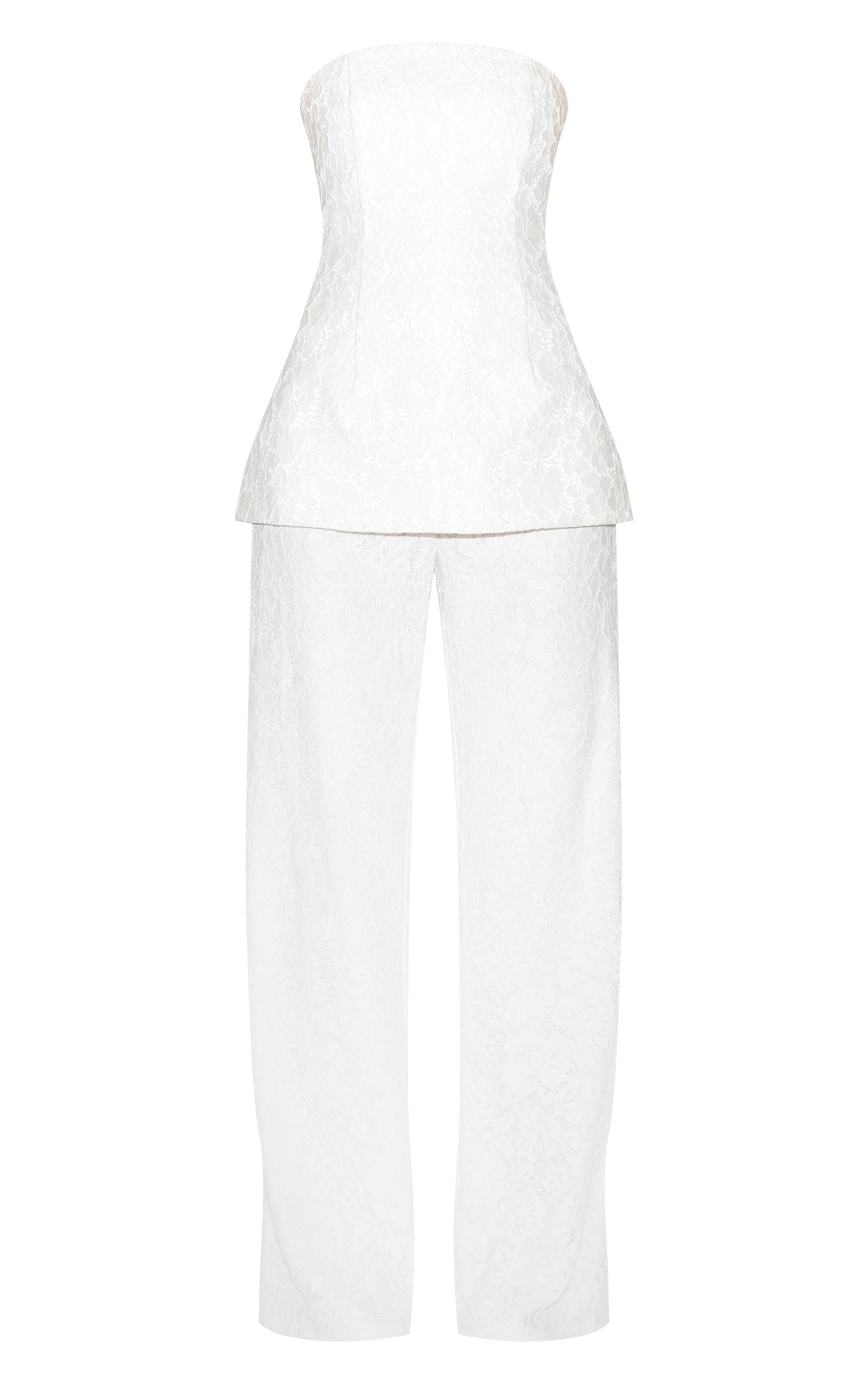Combinaison droite en dentelle blanche à bustier superposé image 5