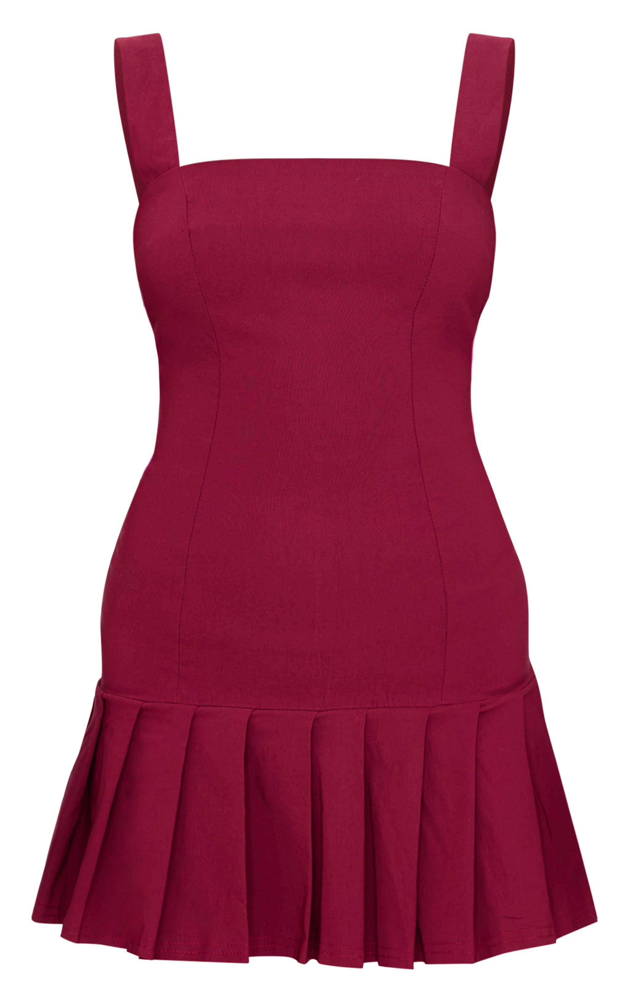 Burgundy Pleated Shift Dress image 1