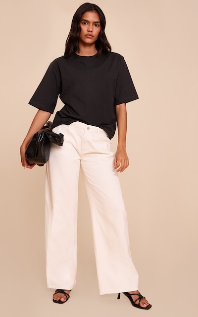White Low Rise Wide Leg Jeans