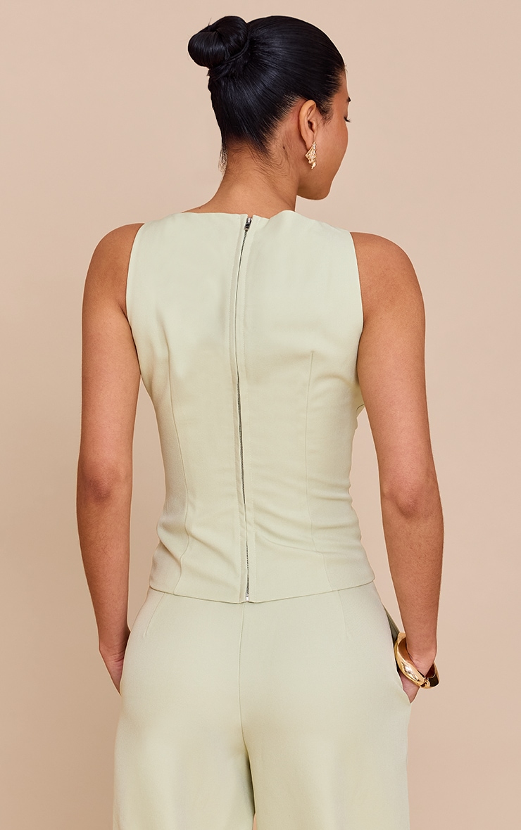 Pale Lime Racer Neck Detail Top image 2