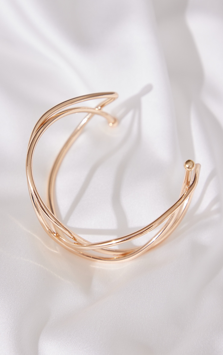 Gold Abstract Wire Bangle image 3