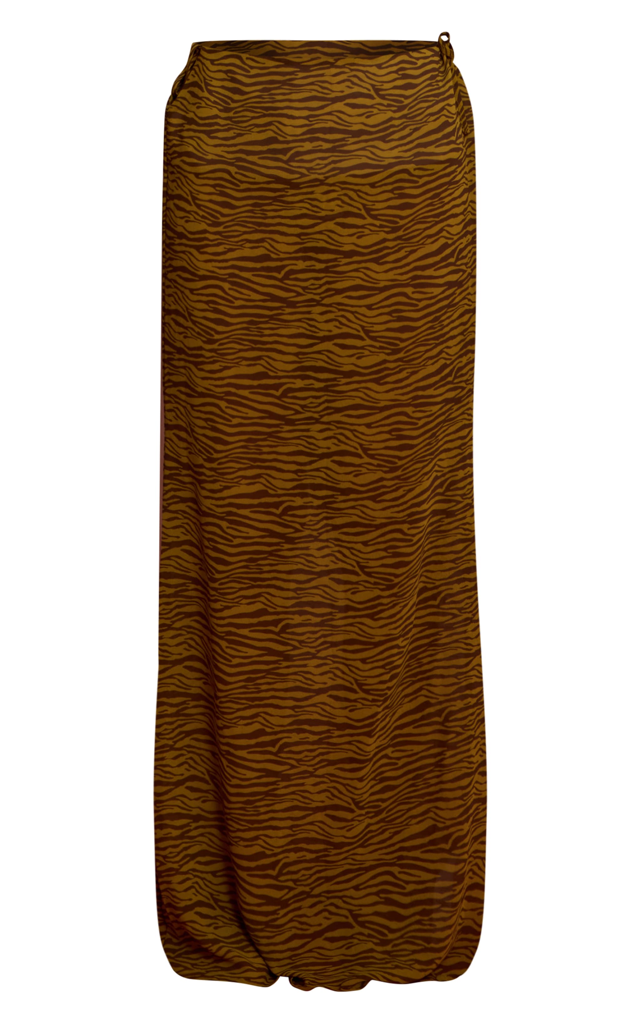 Olive Zebra Printed Chiffon Low Rise Maxi Skirt image 5