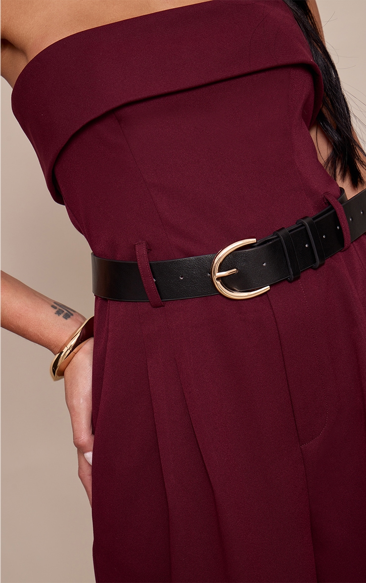 Plum Woven Bandeau Belted Wide Leg Jumpsuit image 4