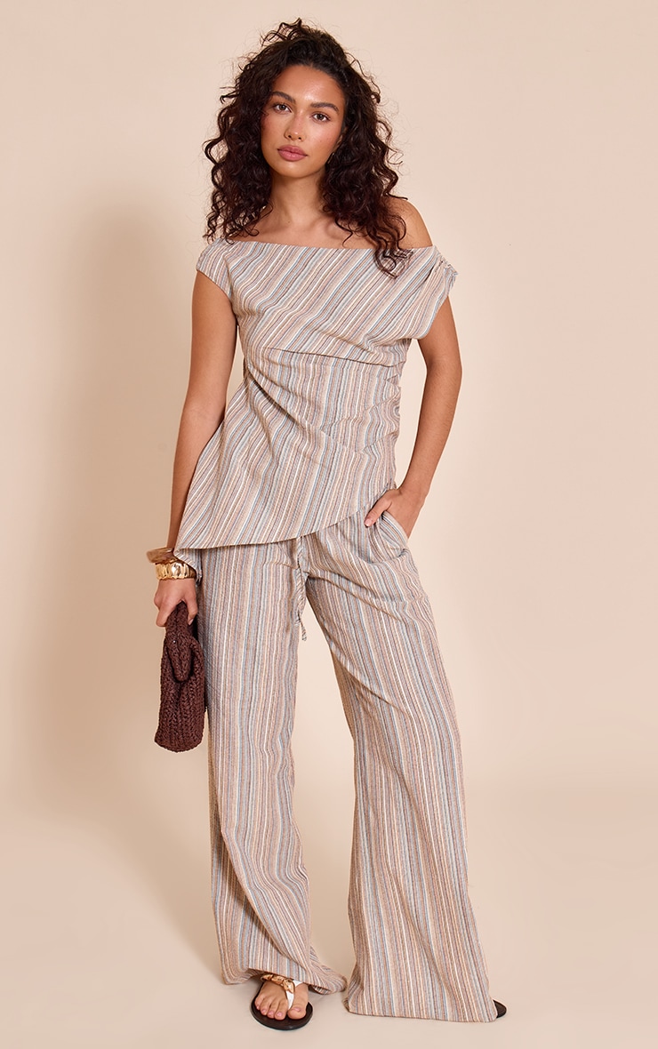 Multi Textured Stripe Straight Leg Pant image 1