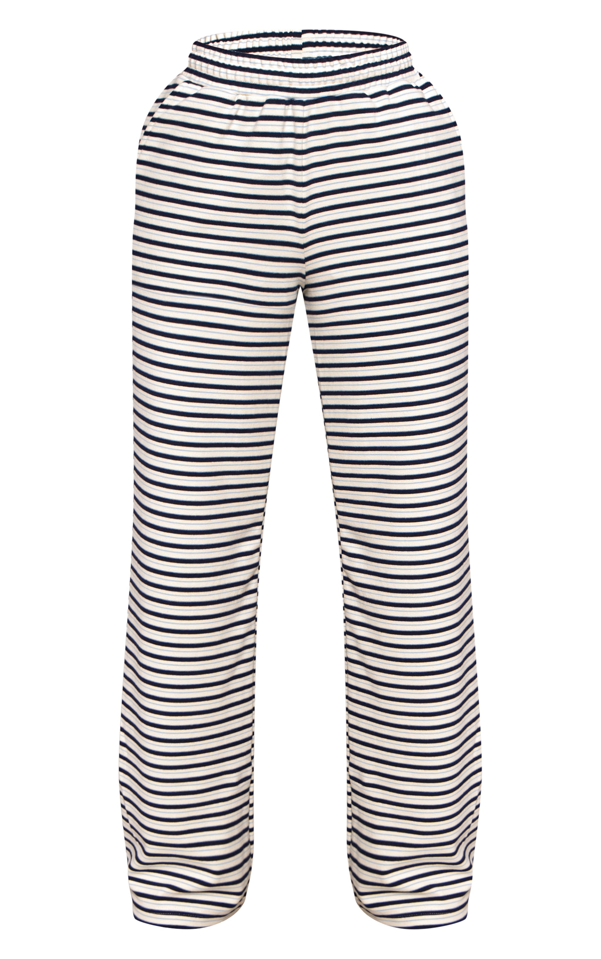 Petite Cream Stripe Soft Touch Drawstring Wide Leg Joggers  image 5