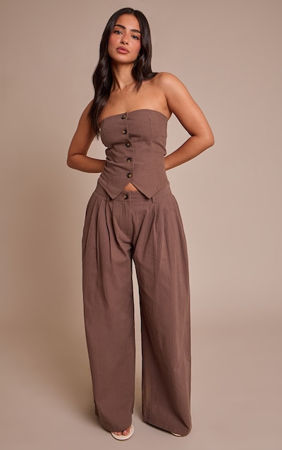 Petite Chocolate Woven Wide Leg Pants