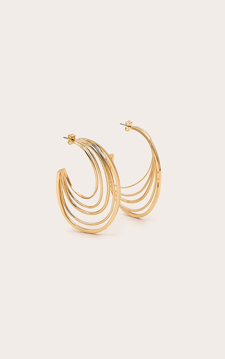 Gold Layered Twist Hoop Earrings image 3