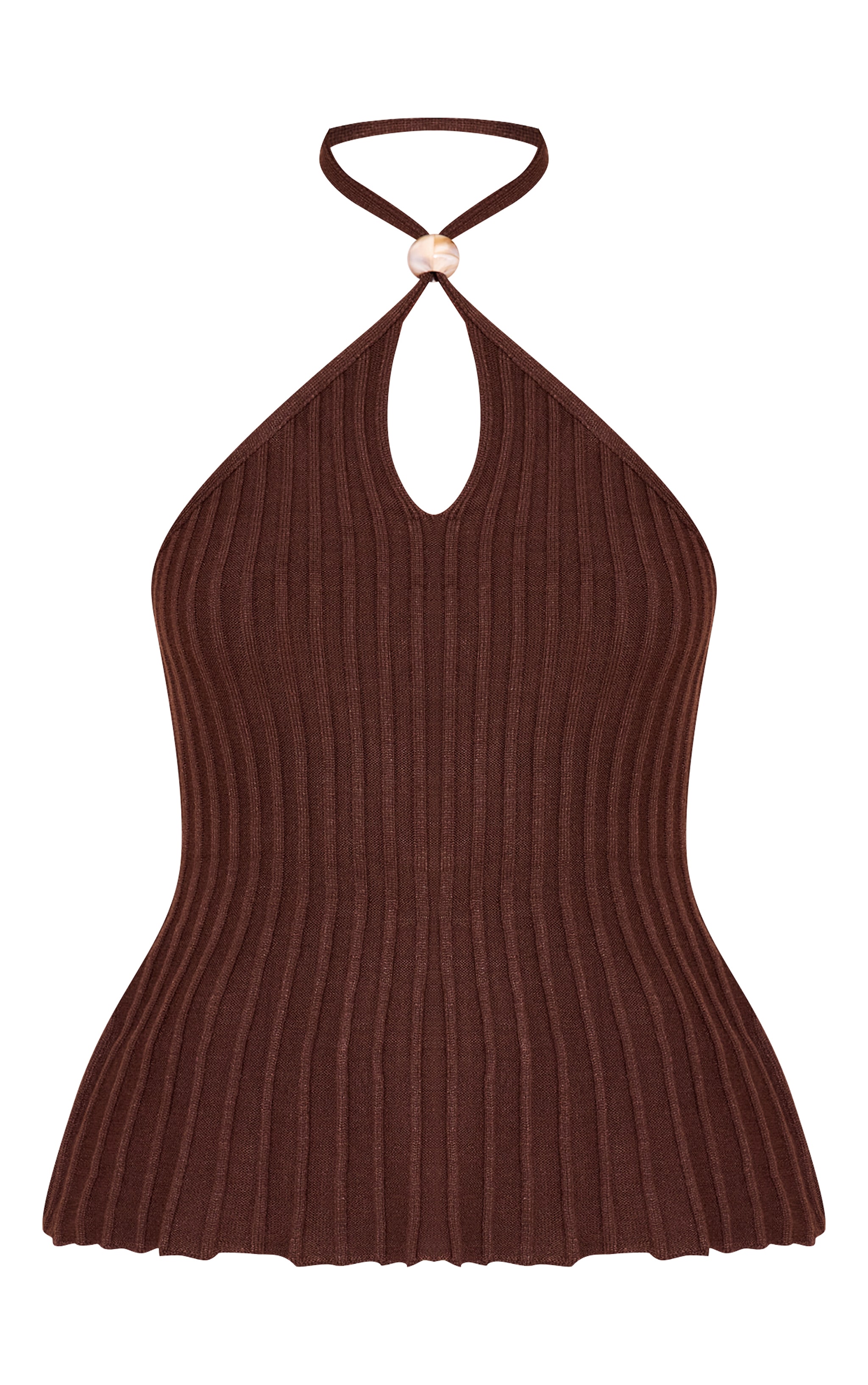 Chocolate Halterneck Bead Detail Knit Top image 5