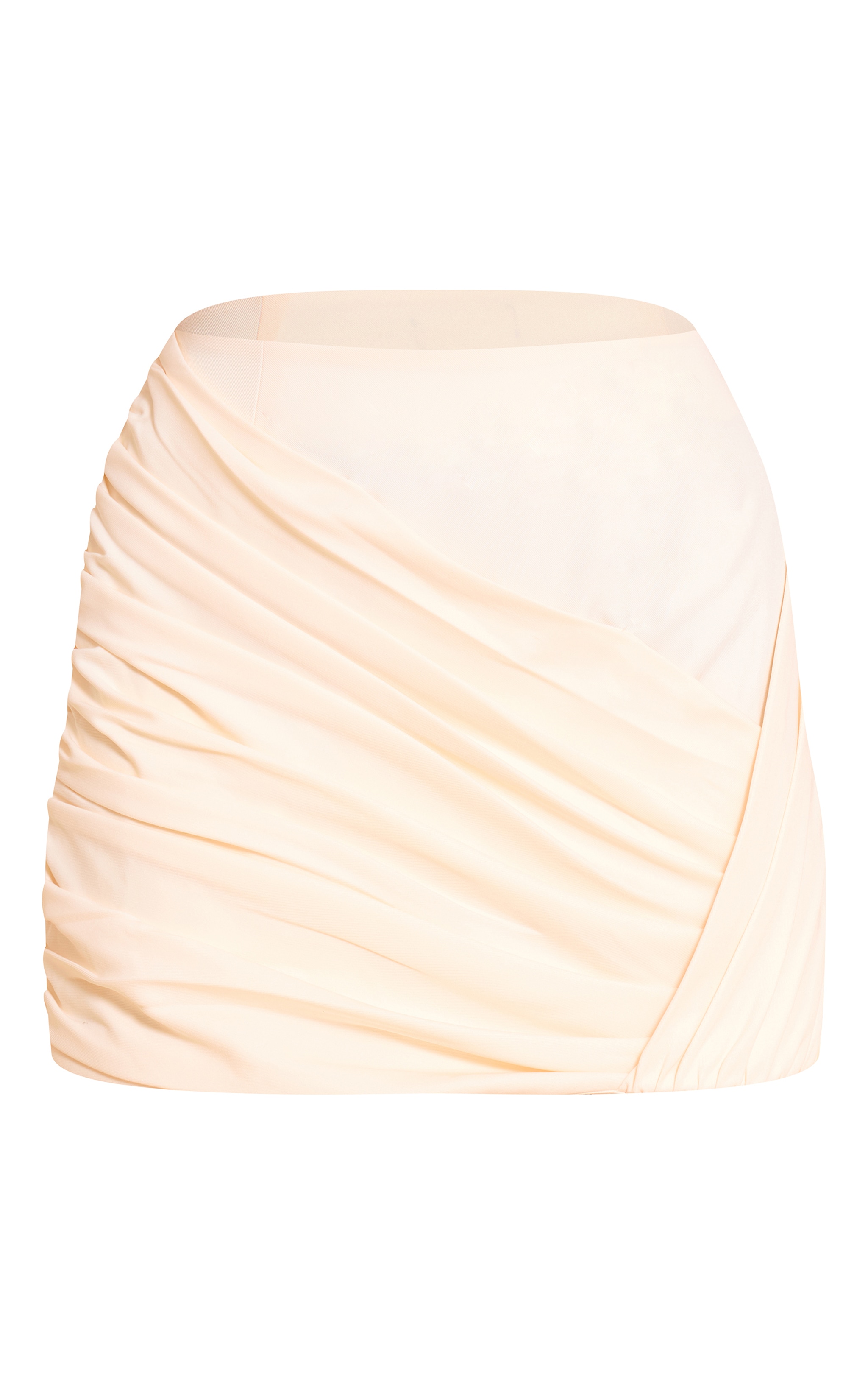 Jupe Mini Froncée Croisée Sur Le Devant Tissée Crème image 6