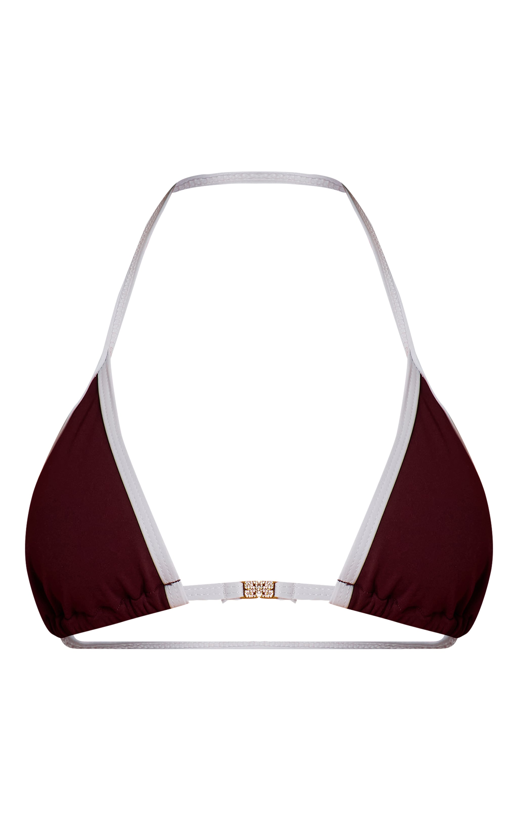 Dark Plum Contrast Binding Triangle Bikini Top image 5