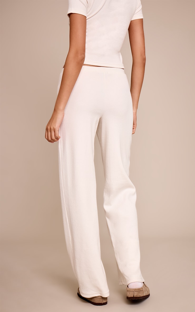 Pantalon large brossé côtelé crème à boutons image 3