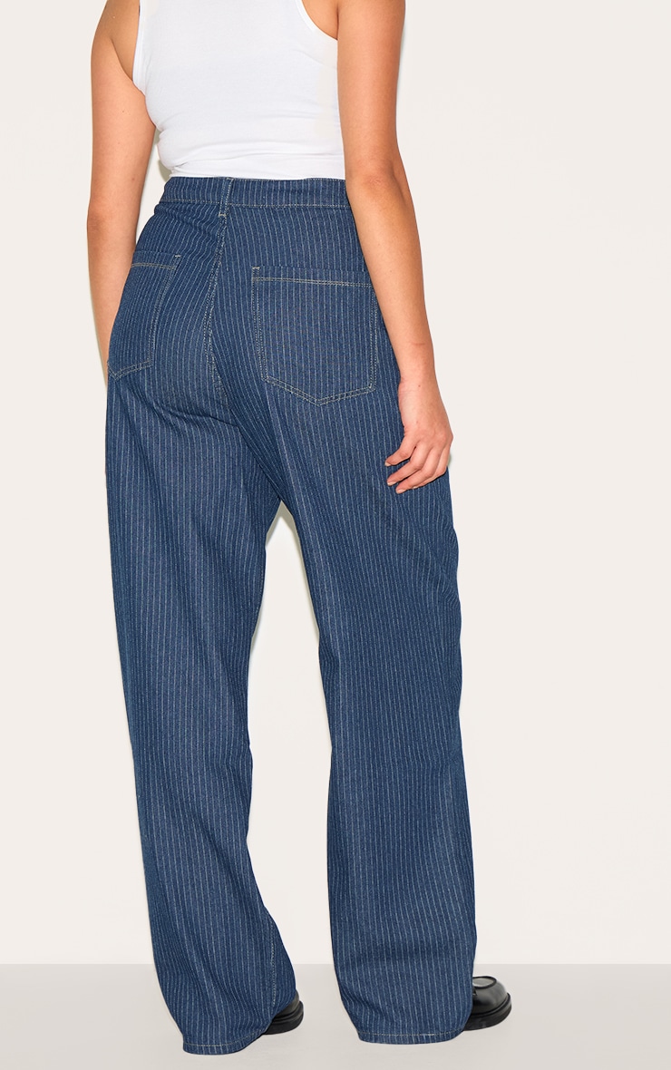 Plus Indigo Pinstripe Denim Straight Leg Jeans image 3