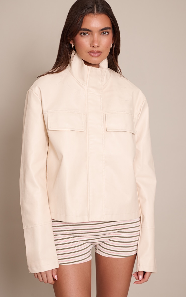 Khaki Soft Rib Striped Hot Pants image 1