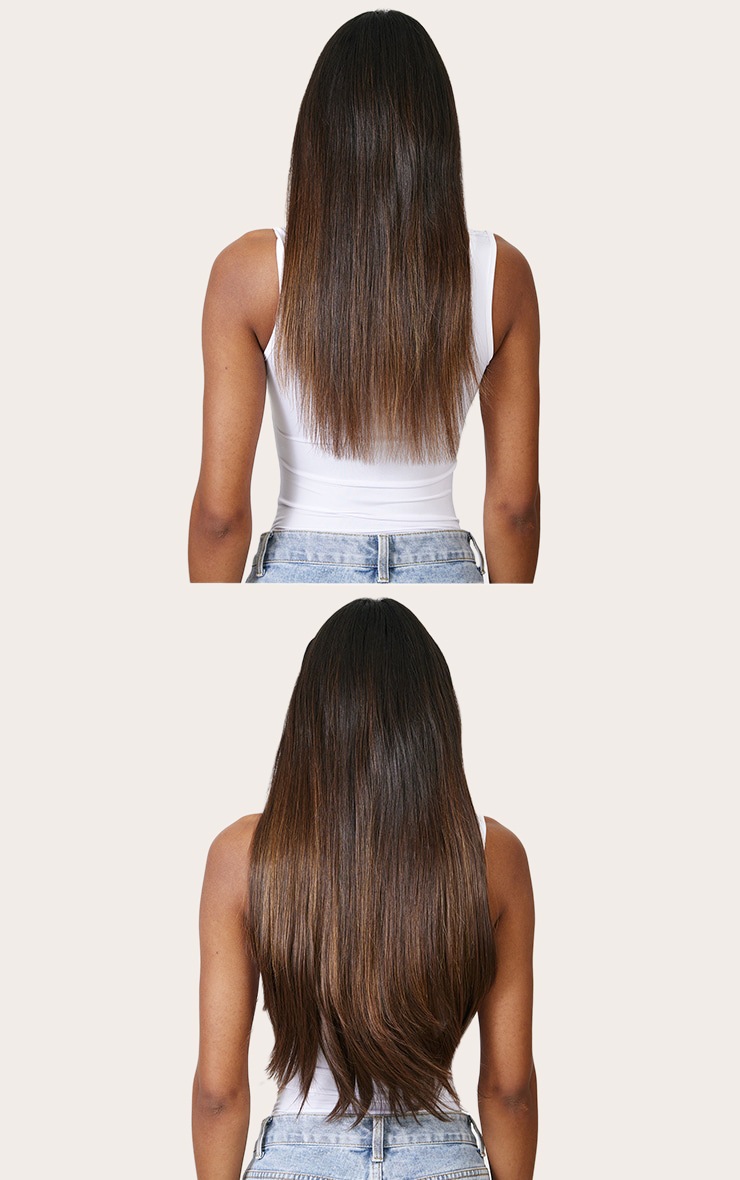 Lullabellz Thick 24` 1 Piece Straight Clip In Hair Extensions Warm Brunette image 4