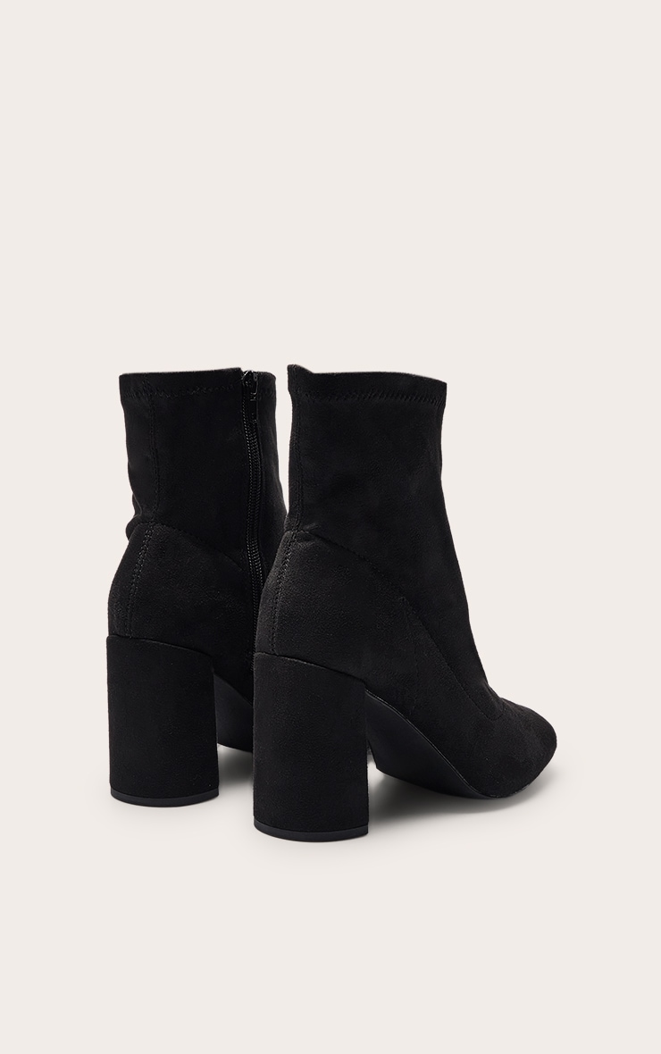 Bottines pointure large en suédine noire à bouts pointus et talons hauts image 4