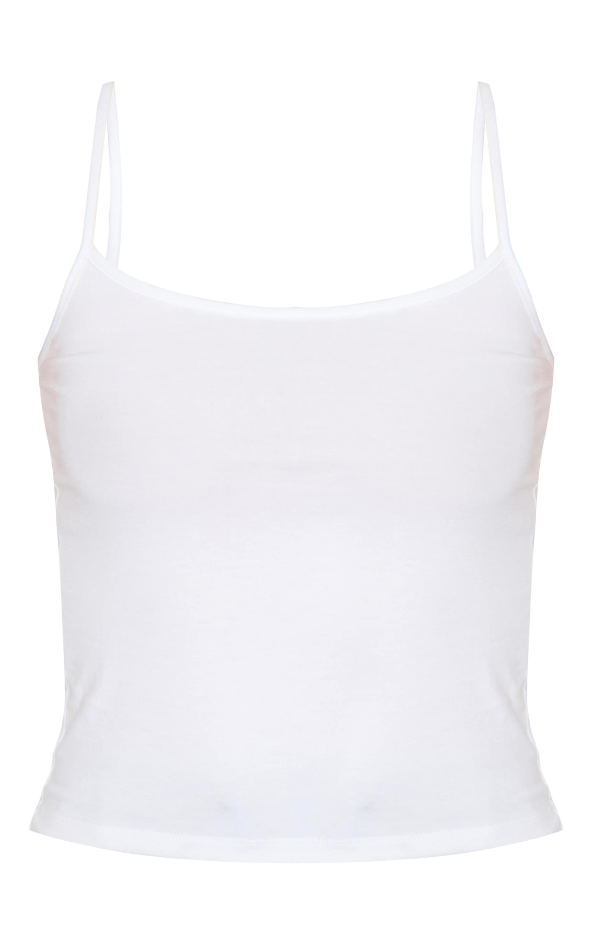 Tall White Soft Cotton Strappy Vest Top image 5
