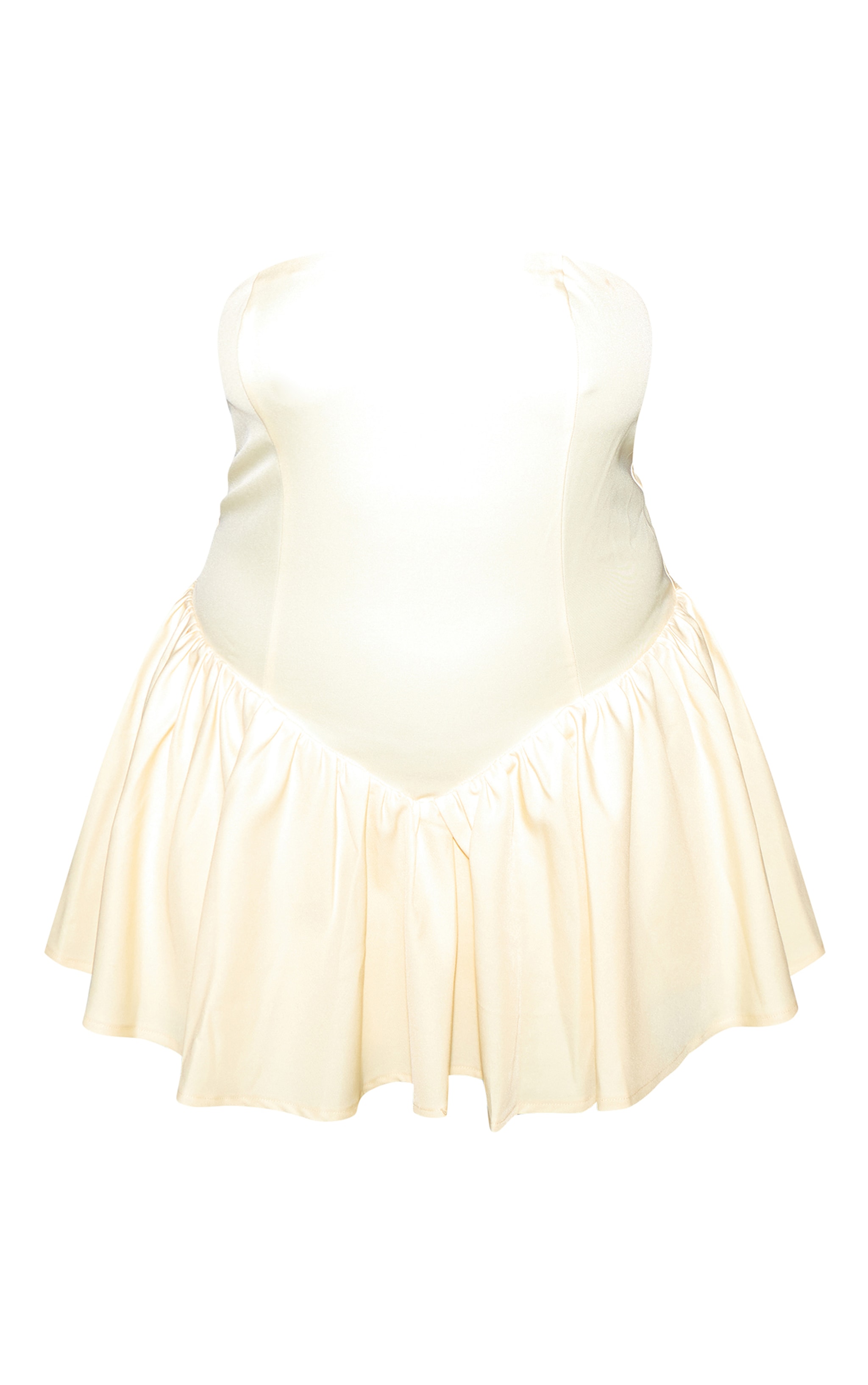 Plus Butter Cream. Woven Bandeau Dropped Waist Romper image 5