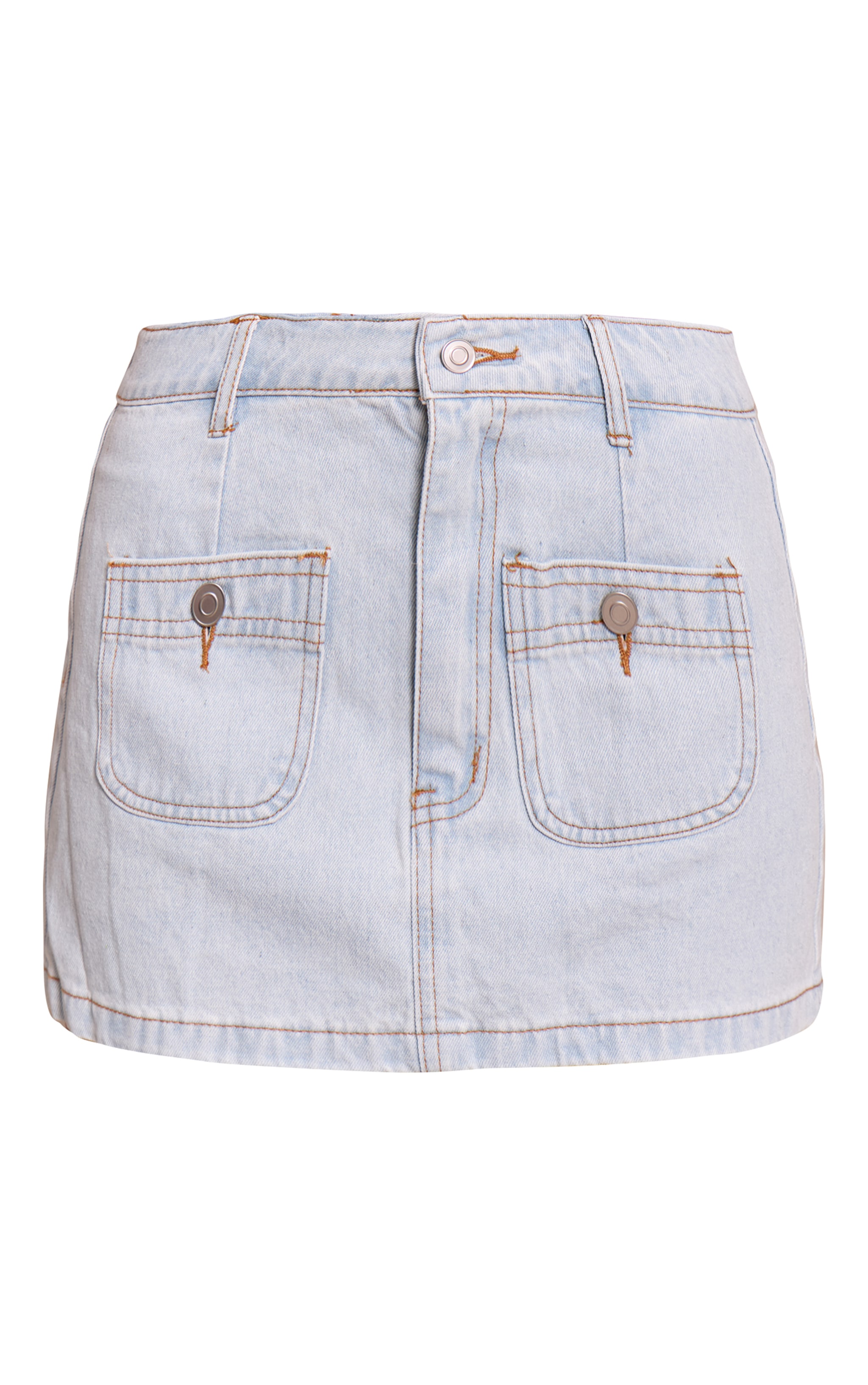 Light Blue Mid Rise Denim Mini Skirt image 6
