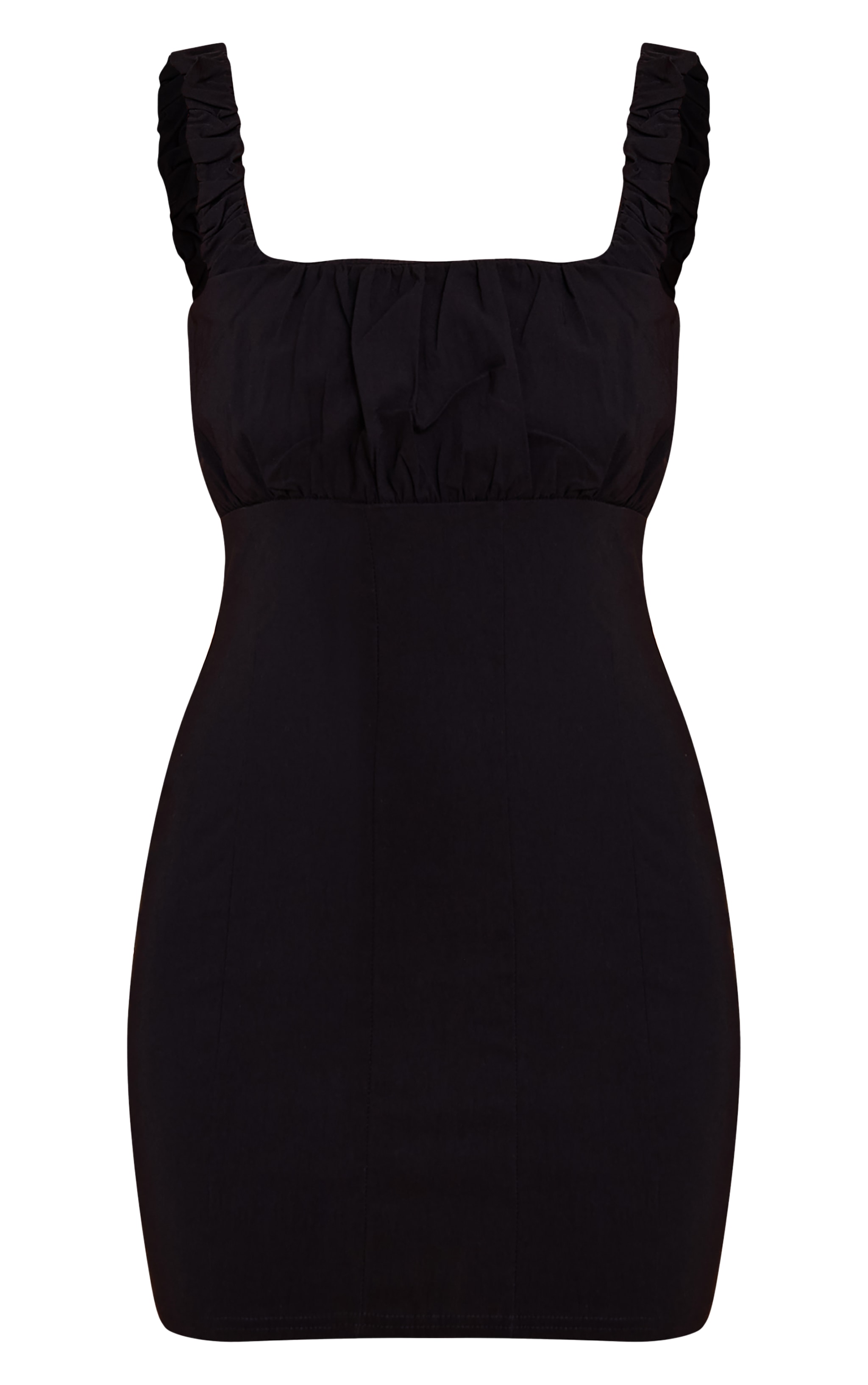 Black Stretch Woven Scoop Neck Ruched Bust Shift Dress image 5