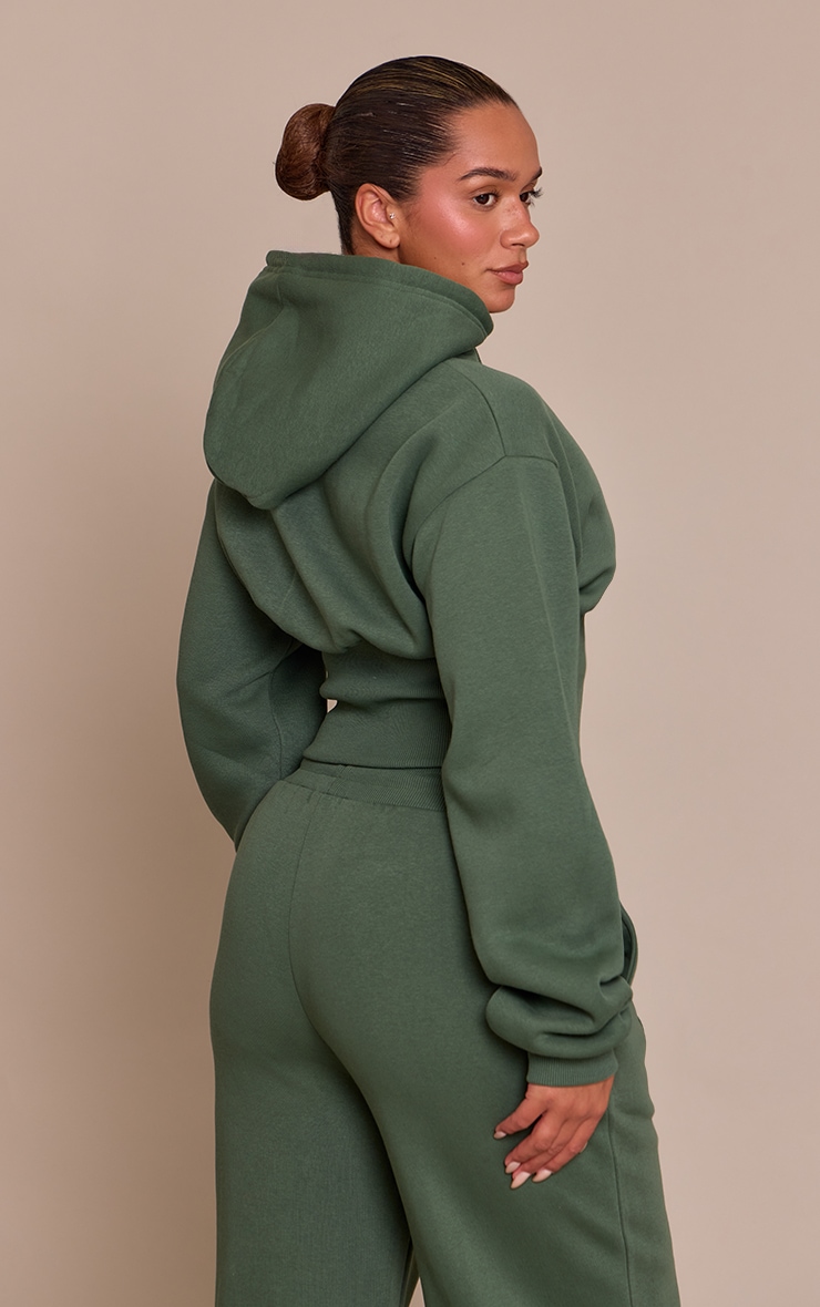 Shape Hoodie court en sweat vert à taille froncée image 2