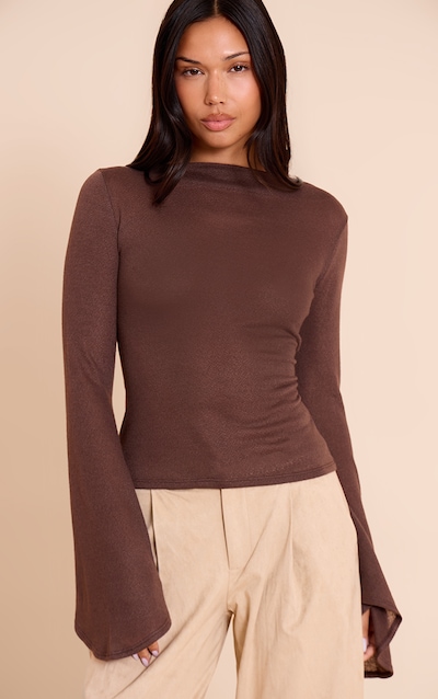 Chocolate Textured Extreme Flute Sleeve Long Top
