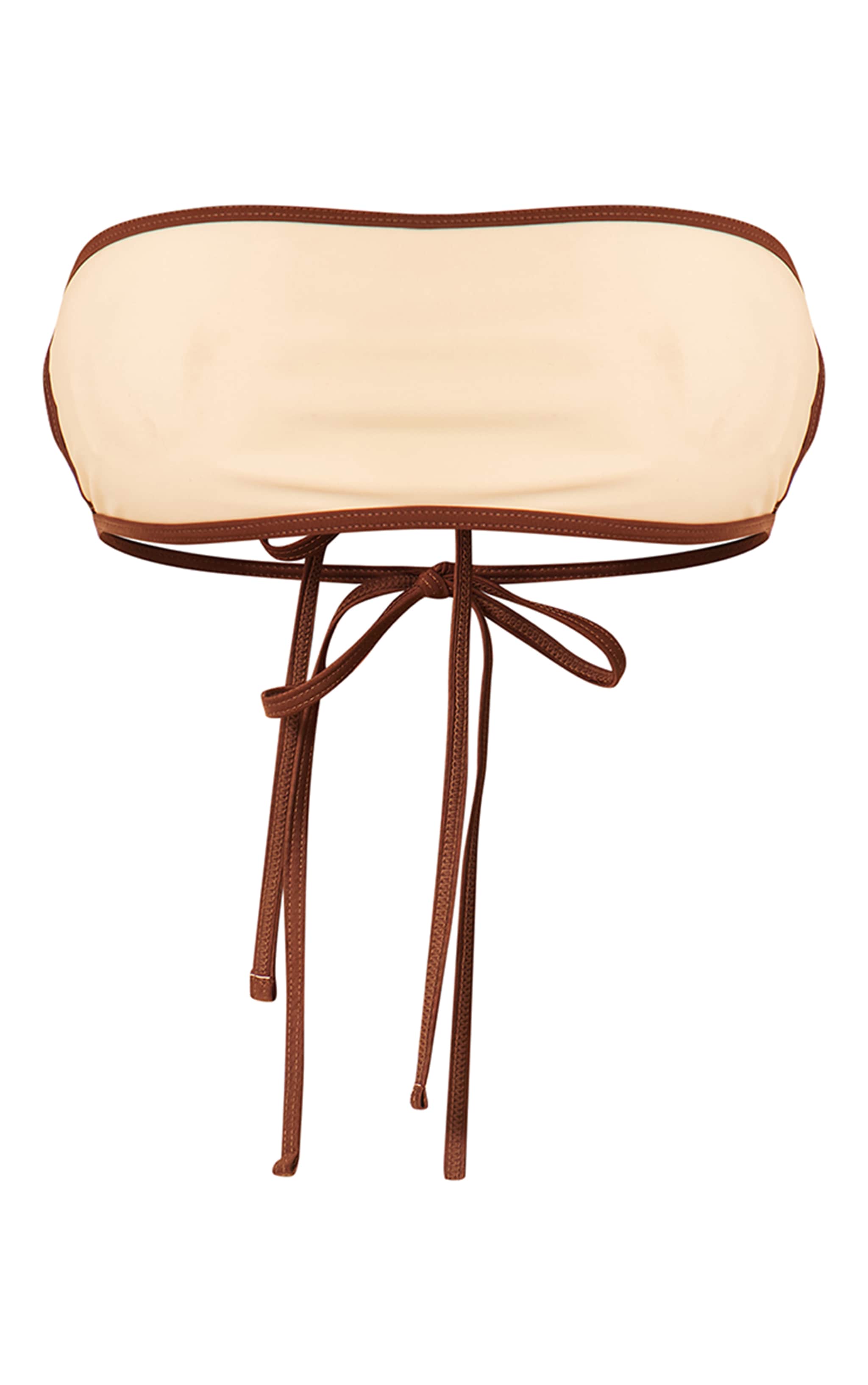 Cream Contrast Binding Bandeau Bikini Top image 1