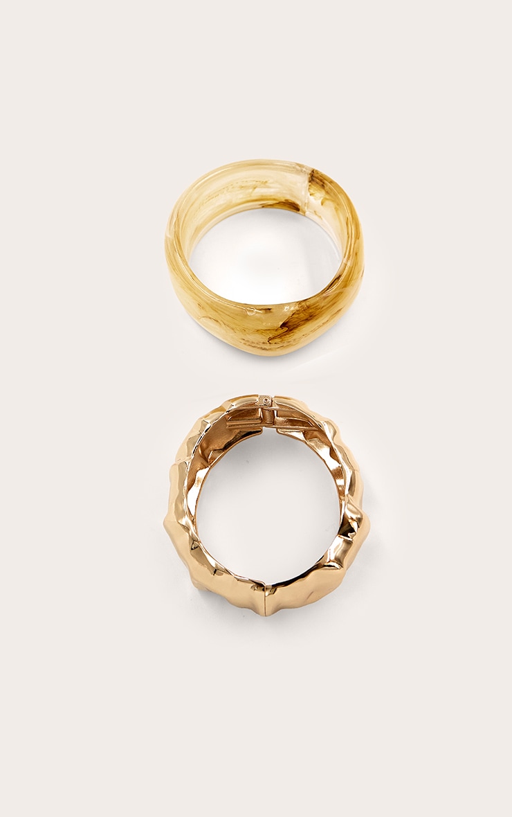 Gold Smooth Smokey Resin Bangle Multi Pack image 2