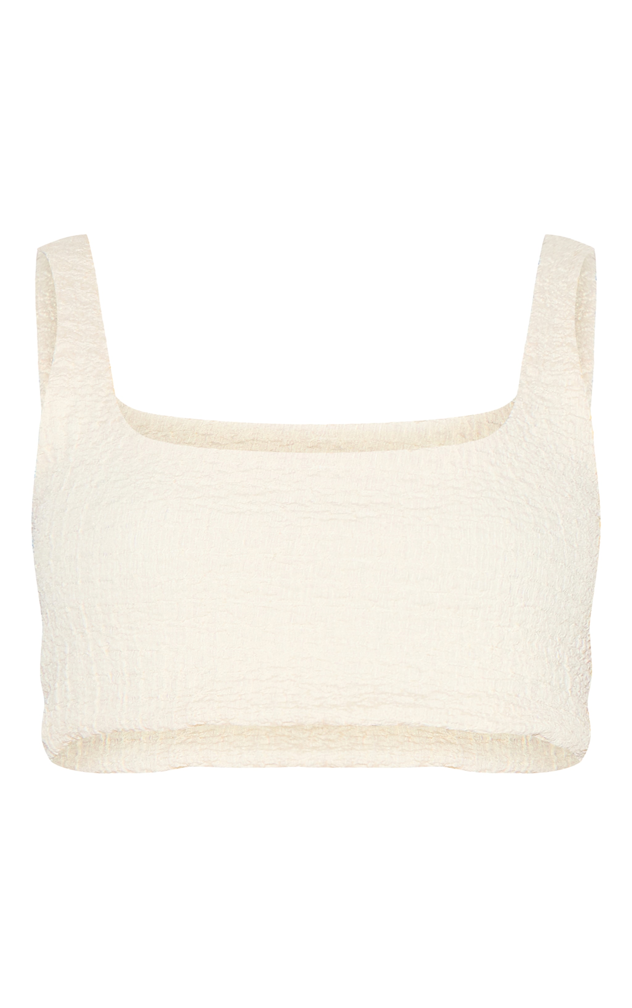 Petite Cream Textured Scoop Neck Crop Top image 5