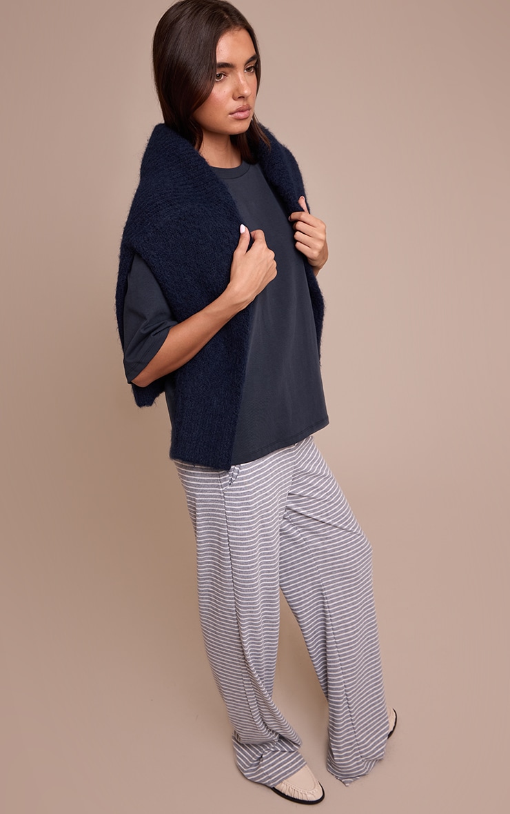 Navy Oversized Boxy T Shirt image 3