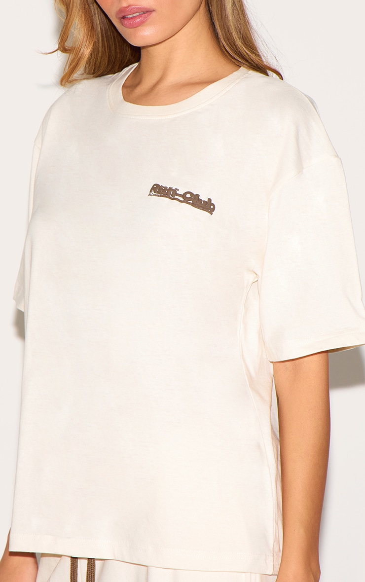 Cream Run Club Puff Print Boxy Oversized T Shirt image 4